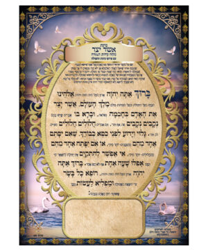 אשר יצר דו צדדי אשכנז/ספרד/עדות המזרח גדול צבעוני 17*24